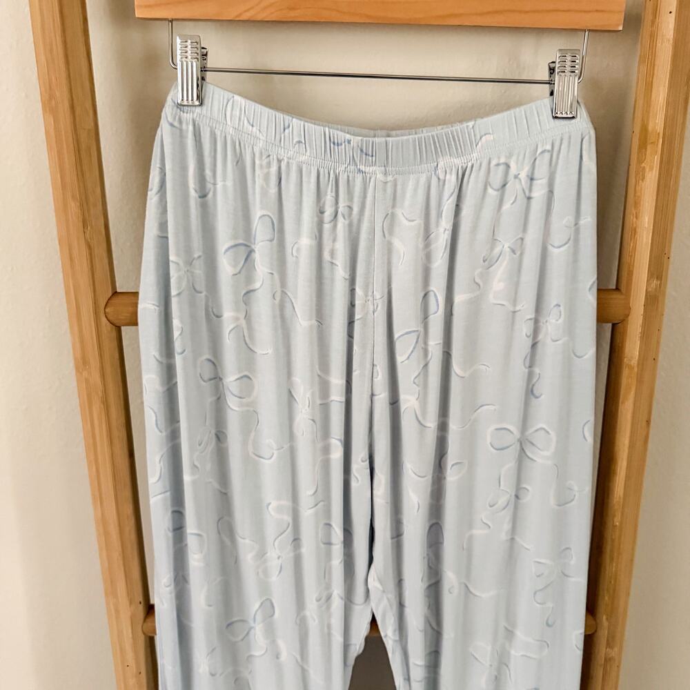 In My Sundays Heirloom Bows Sky Blue Pajama Set XL Tencel Button Front Lounge - Picture 10 of 15